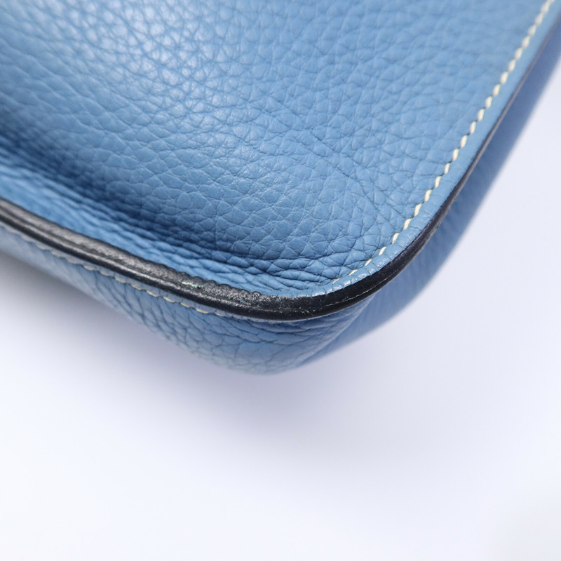 HERMES Clemence皮革Jypsiere 34肩背袋Bleu Jean-11