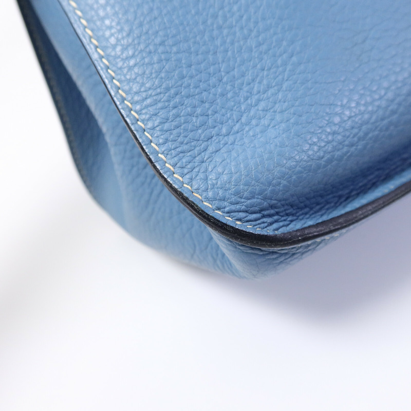 HERMES Clemence皮革Jypsiere 34肩背袋Bleu Jean-12