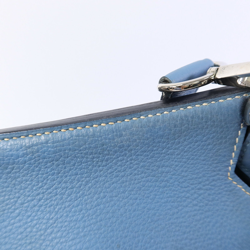 HERMES Clemence皮革Jypsiere 34肩背袋Bleu Jean-13