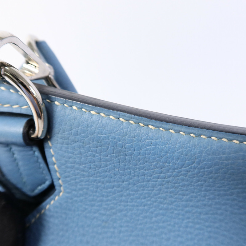 HERMES Clemence皮革Jypsiere 34肩背袋Bleu Jean-15
