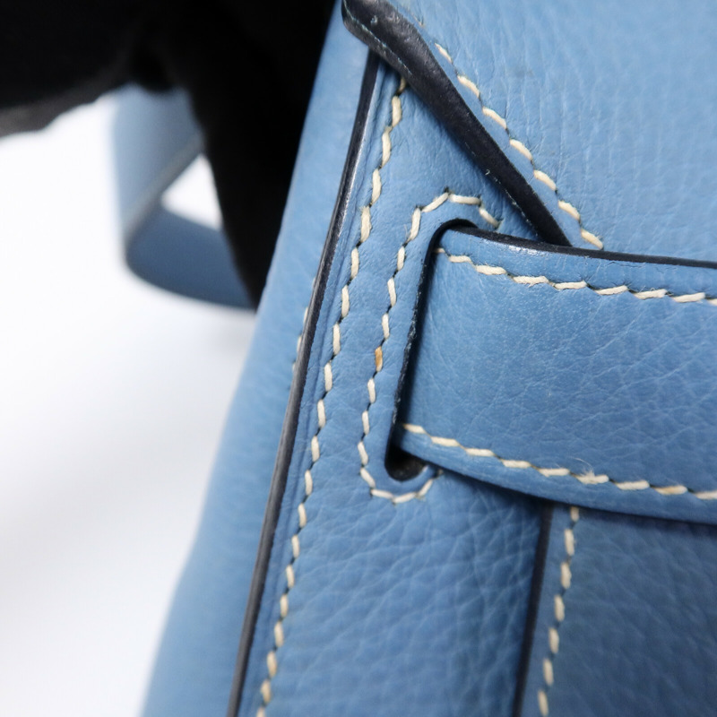 HERMES Clemence皮革Jypsiere 34肩背袋Bleu Jean-16