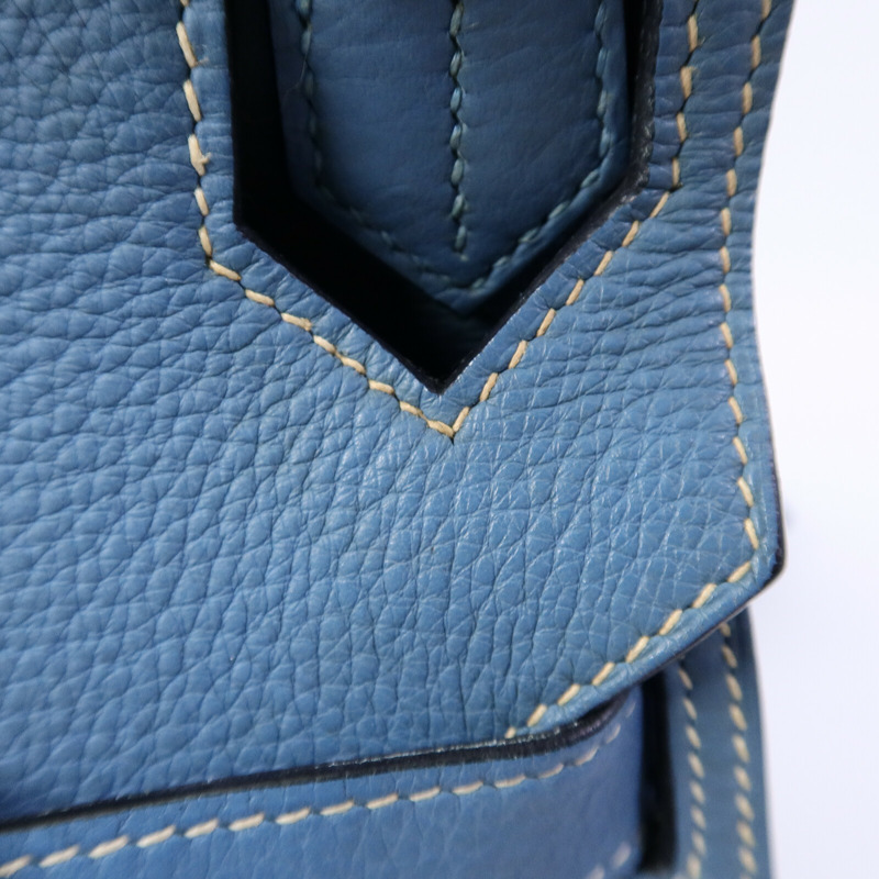 HERMES Clemence皮革Jypsiere 34肩背袋Bleu Jean-17