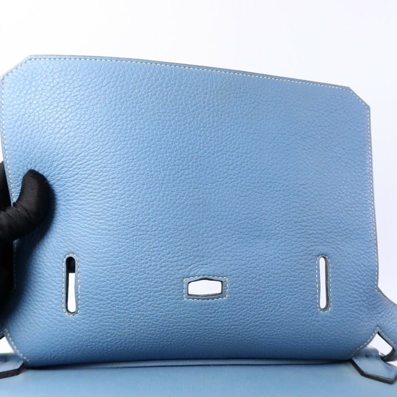 HERMES Clemence皮革Jypsiere 34肩背袋Bleu Jean-18