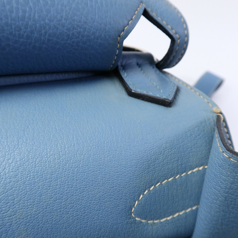 HERMES Clemence皮革Jypsiere 34肩背袋Bleu Jean-19