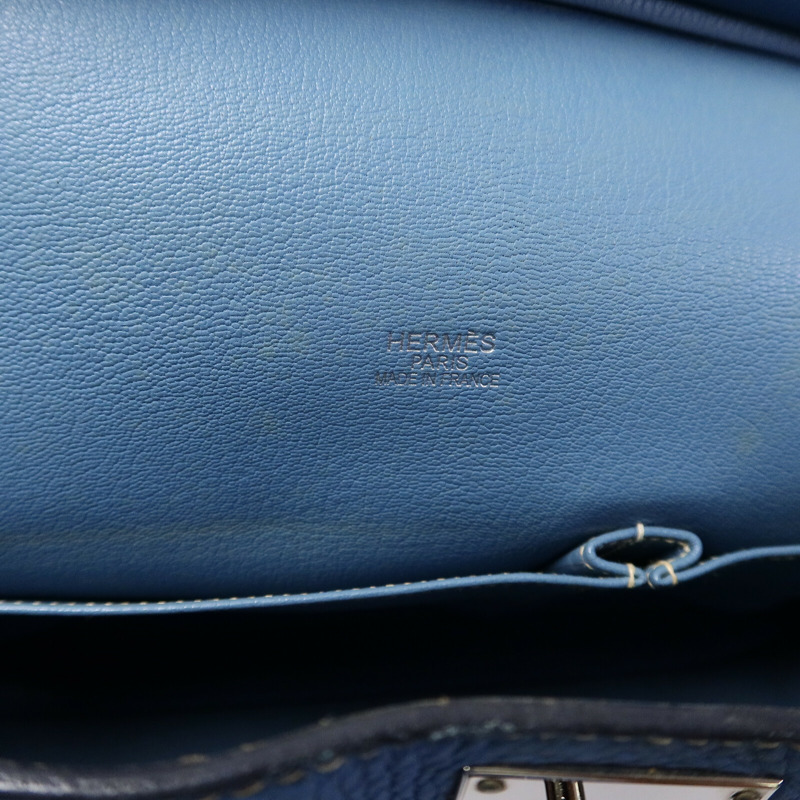 HERMES Clemence皮革Jypsiere 34肩背袋Bleu Jean-20