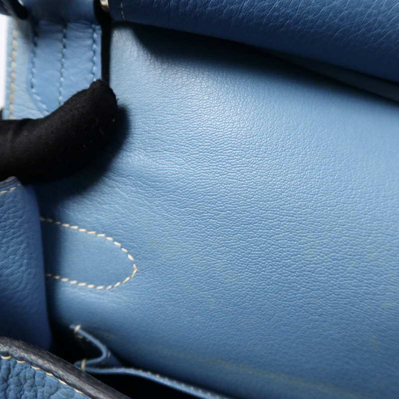HERMES Clemence皮革Jypsiere 34肩背袋Bleu Jean-21