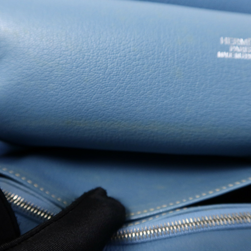HERMES Clemence皮革Jypsiere 34肩背袋Bleu Jean-22