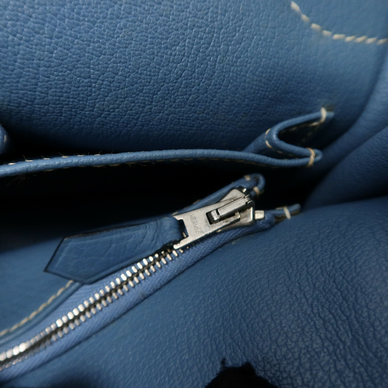 HERMES Clemence皮革Jypsiere 34肩背袋Bleu Jean-23