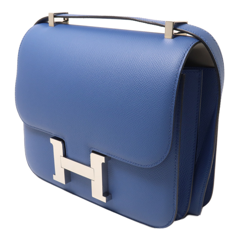 HERMES Epsom皮革Constance 24肩背袋Blue Agate/Gris Mouette-2