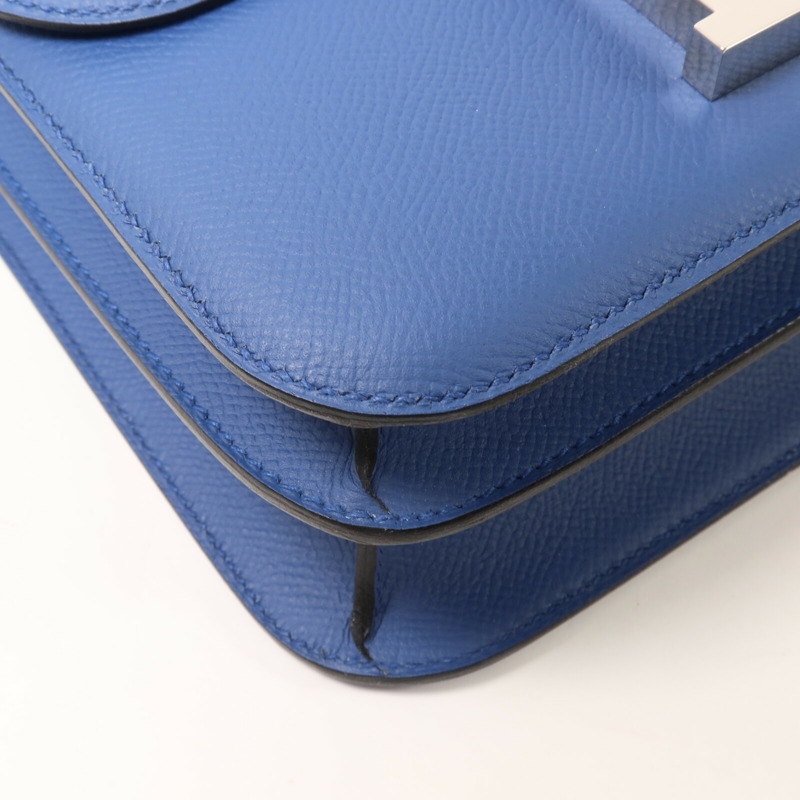 HERMES Epsom皮革Constance 24肩背袋Blue Agate/Gris Mouette-10