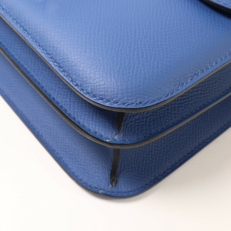 HERMES Epsom皮革Constance 24肩背袋Blue Agate/Gris Mouette-11