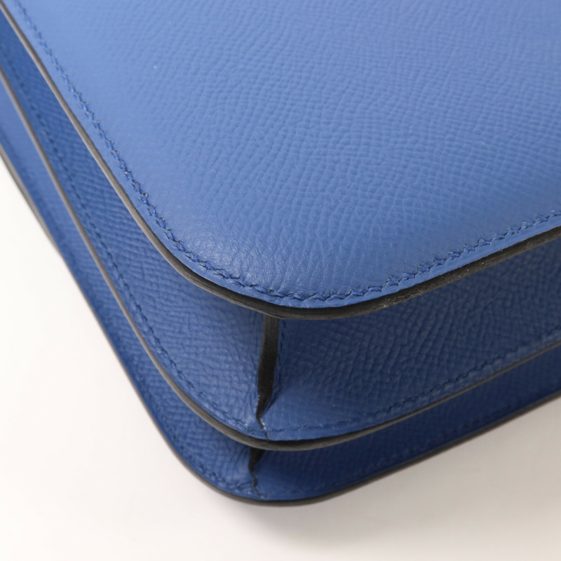 HERMES Epsom皮革Constance 24肩背袋Blue Agate/Gris Mouette-12