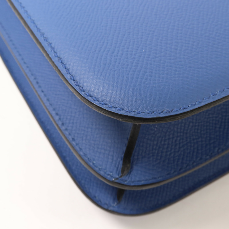 HERMES Epsom皮革Constance 24肩背袋Blue Agate/Gris Mouette-13