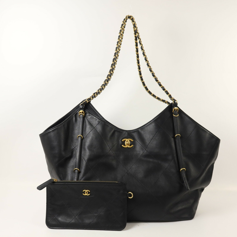 CHANEL 羊皮皮革25S Maxi Tote鏈帶手挽袋-8