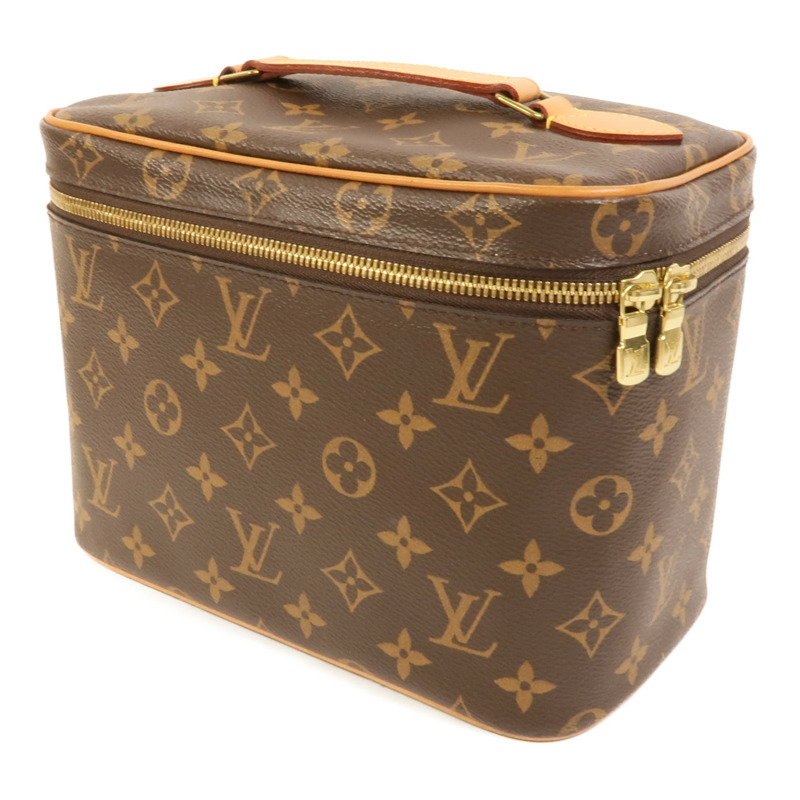 LOUIS VUITTON Monogram Nice BB金扣手挽袋棕色-2