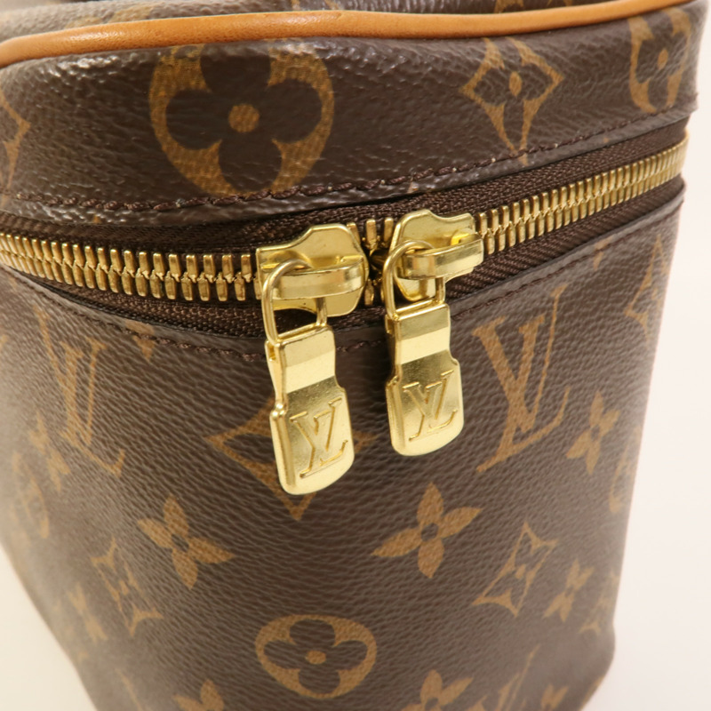 LOUIS VUITTON Monogram Nice BB金扣手挽袋棕色-7