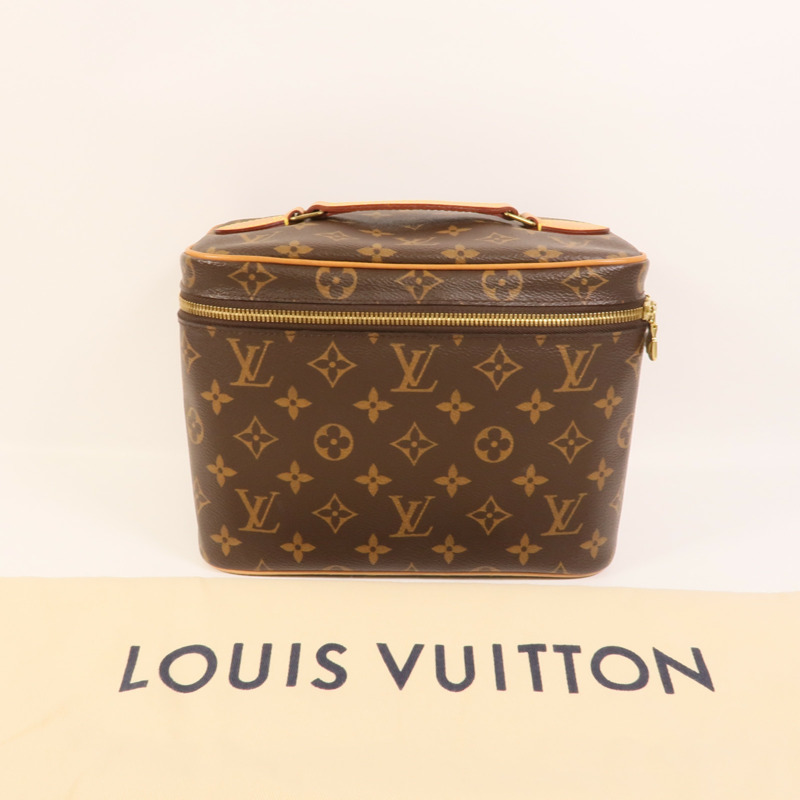 LOUIS VUITTON Monogram Nice BB金扣手挽袋棕色-10