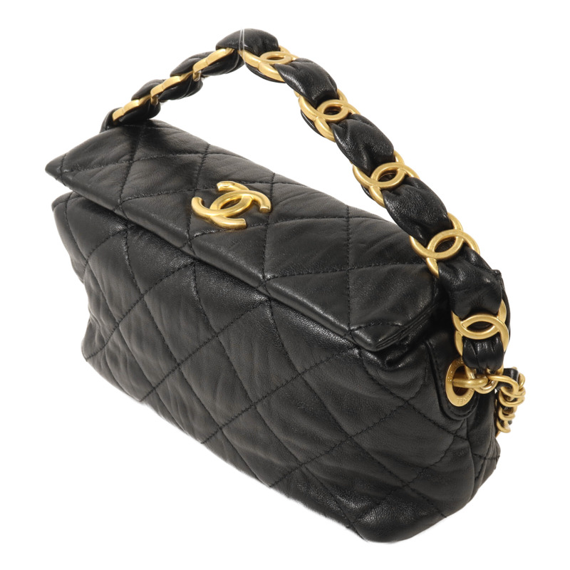 CHANEL 羊皮皮革Hobo Bag鏈帶手挽肩背兩用袋-2