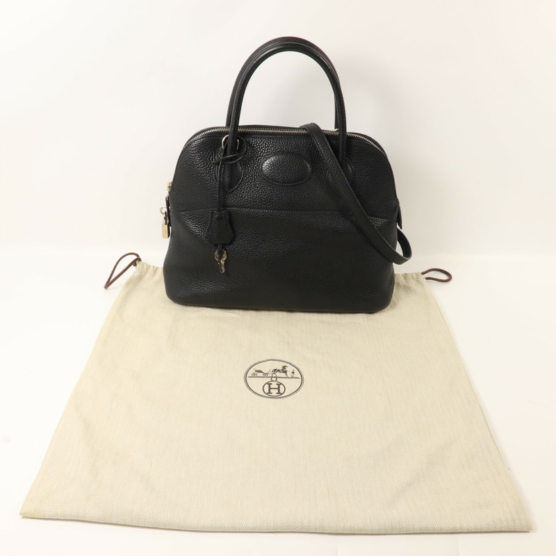 HERMES Clemence皮革Bolide 31手挽袋Noir-8
