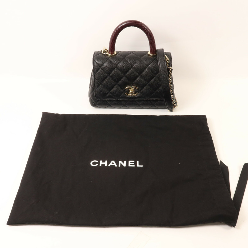 CHANEL 牛皮皮革Mini Coco Handle鏈帶手挽肩背兩用袋-8