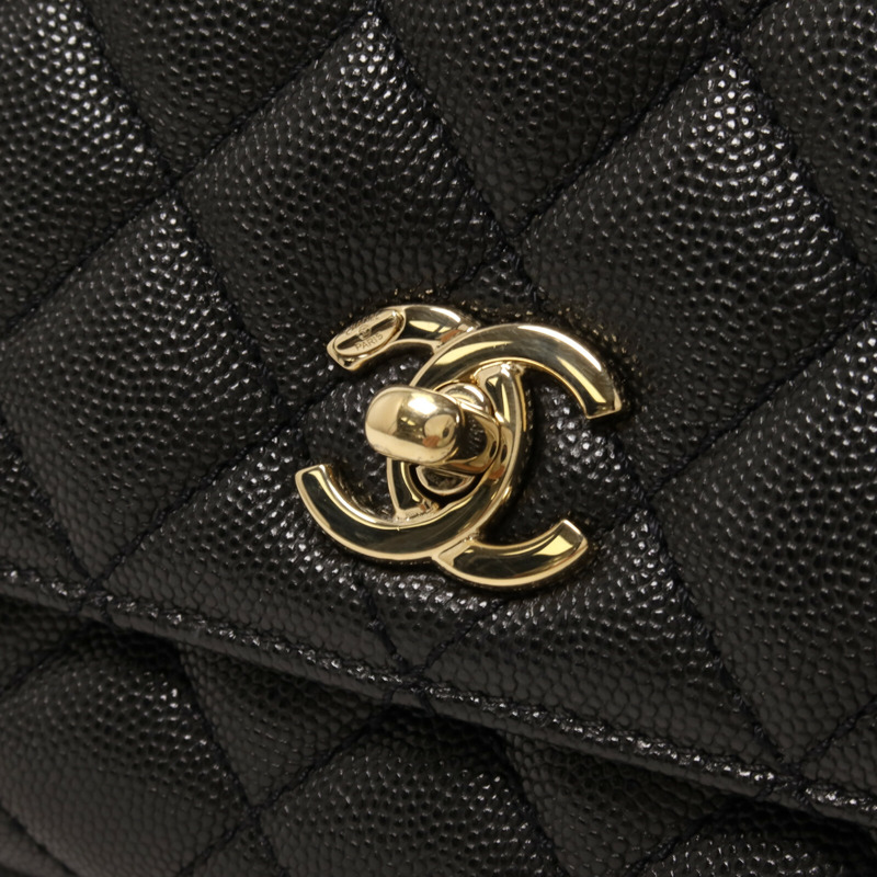 CHANEL 牛皮皮革Mini Coco Handle鏈帶手挽肩背兩用袋-9