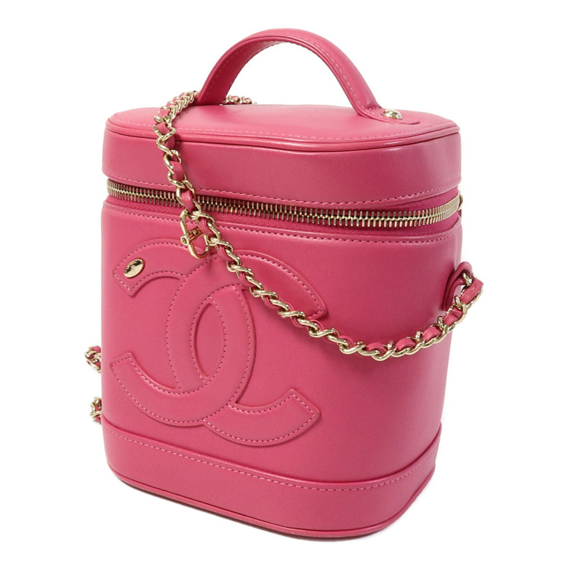 CHANEL 羊皮皮革Vanity Case鏈帶手挽肩背兩用袋-1