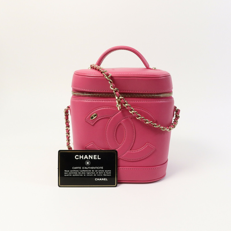 CHANEL 羊皮皮革Vanity Case鏈帶手挽肩背兩用袋-10