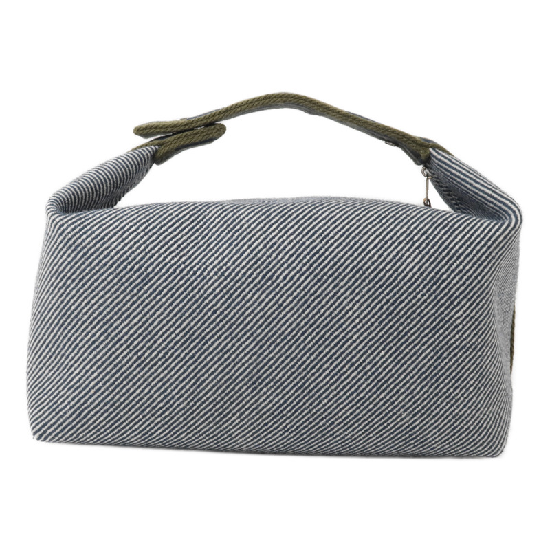 HERMES 羊毛/帆布Bride a Brac GM手挽袋Bleu Abysse-1