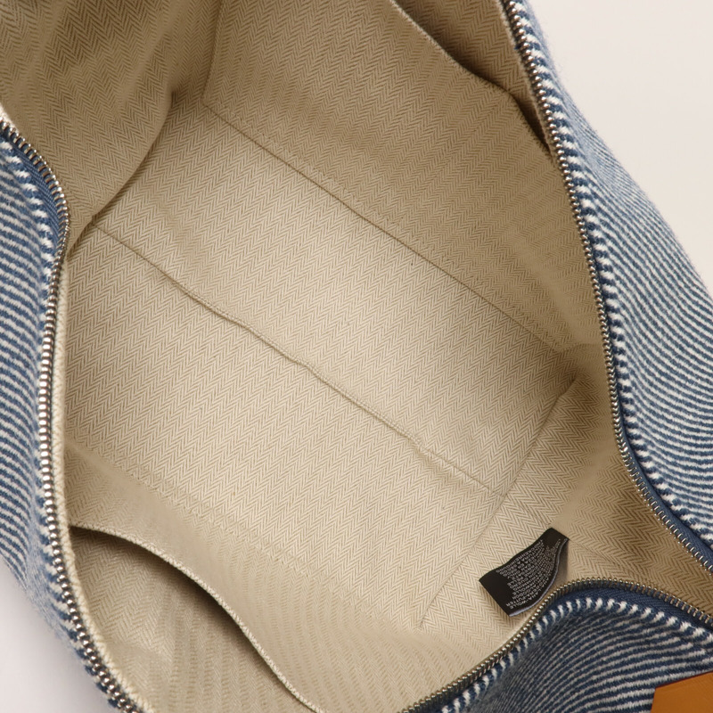HERMES 羊毛/帆布Bride a Brac GM手挽袋Bleu Abysse-4