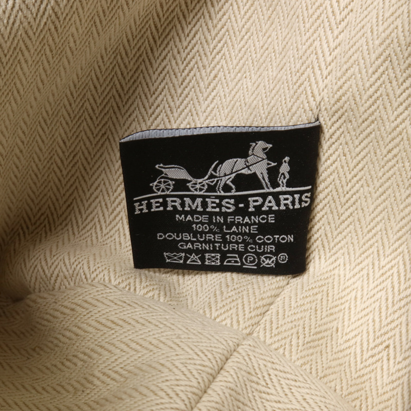 HERMES 羊毛/帆布Bride a Brac GM手挽袋Bleu Abysse-5