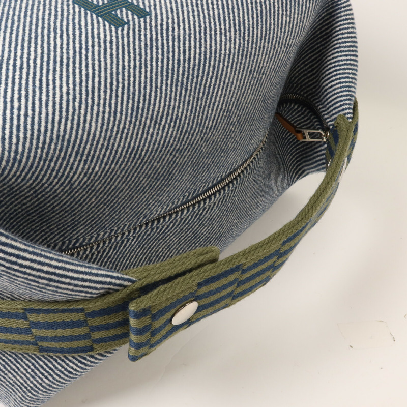HERMES 羊毛/帆布Bride a Brac GM手挽袋Bleu Abysse-7