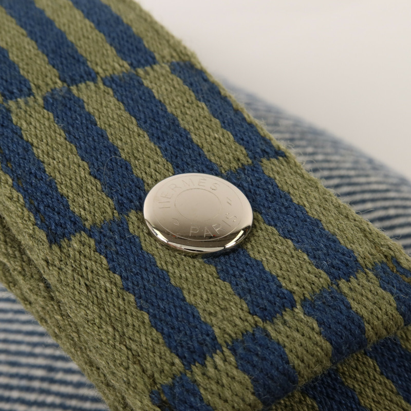 HERMES 羊毛/帆布Bride a Brac GM手挽袋Bleu Abysse-8