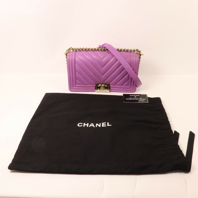 CHANEL 牛皮皮革Boy 25鏈帶肩背袋-9