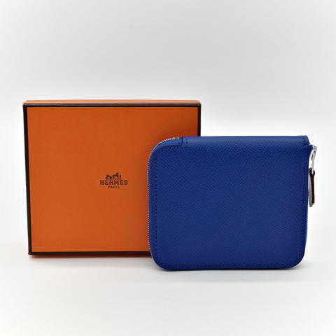 Hermès 愛馬仕 電光藍 epsom 牛皮 絲巾 零錢包 拉鍊錢包