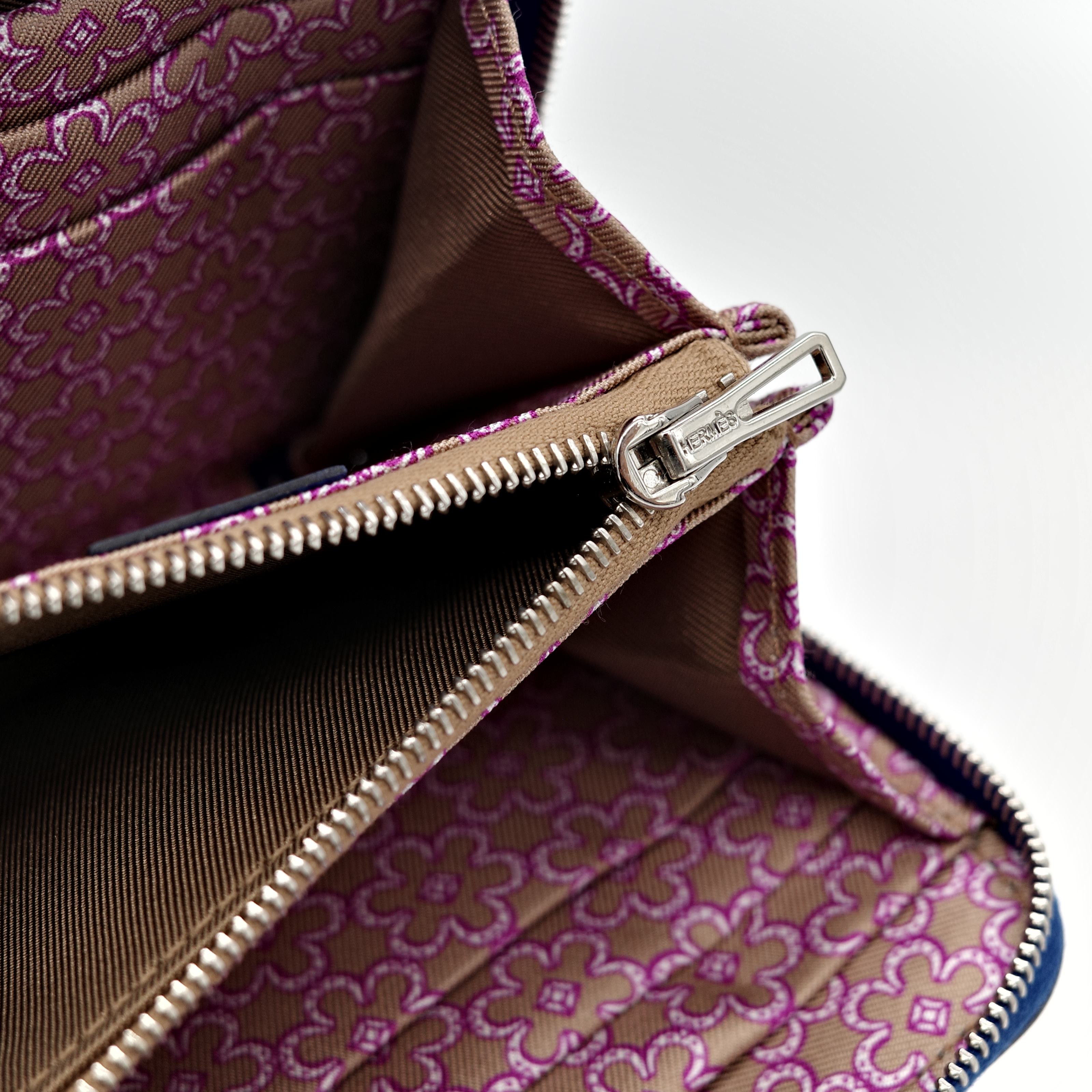 Hermès 愛馬仕 電光藍 epsom 牛皮 絲巾 零錢包 拉鍊錢包-6