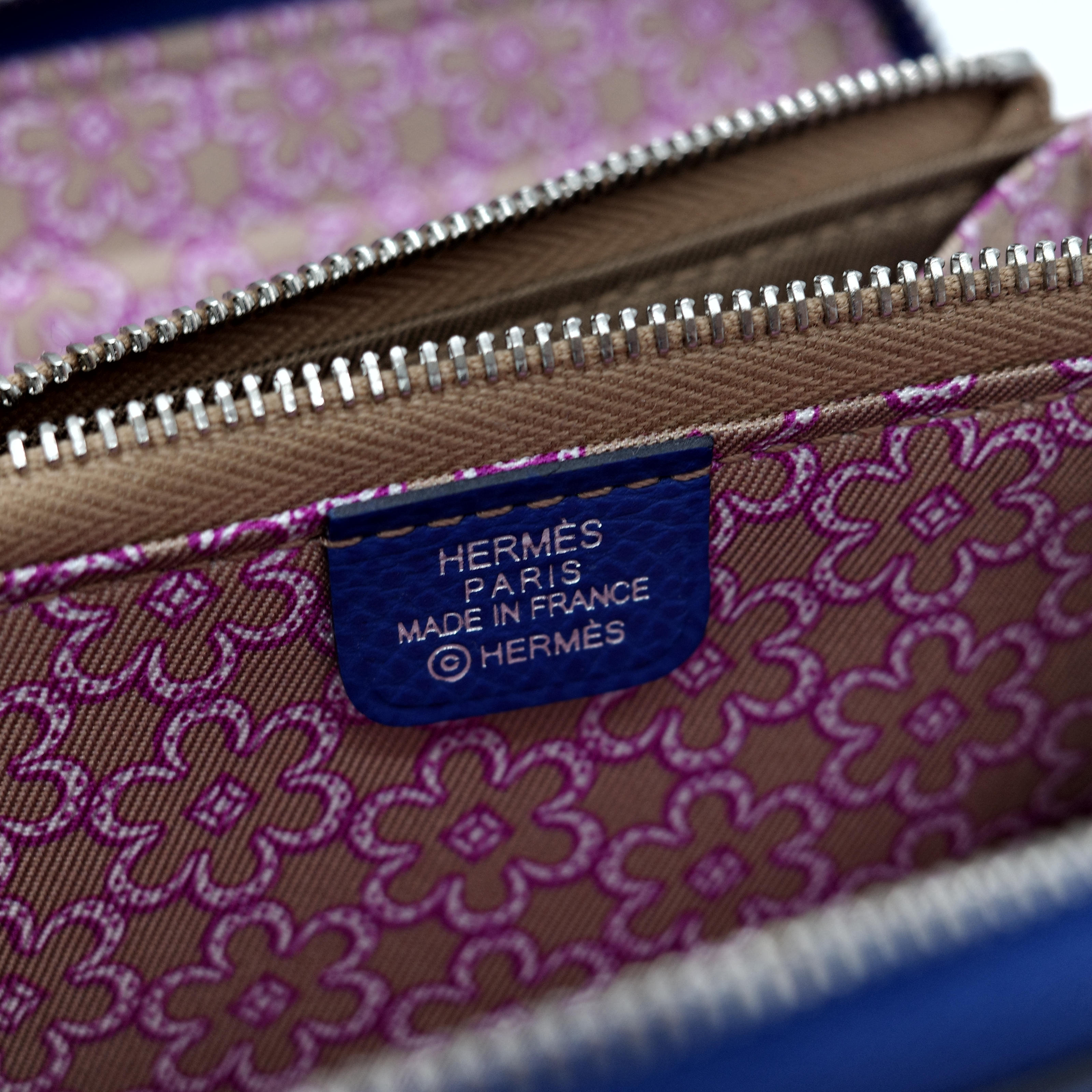 Hermès 愛馬仕 電光藍 epsom 牛皮 絲巾 零錢包 拉鍊錢包-8