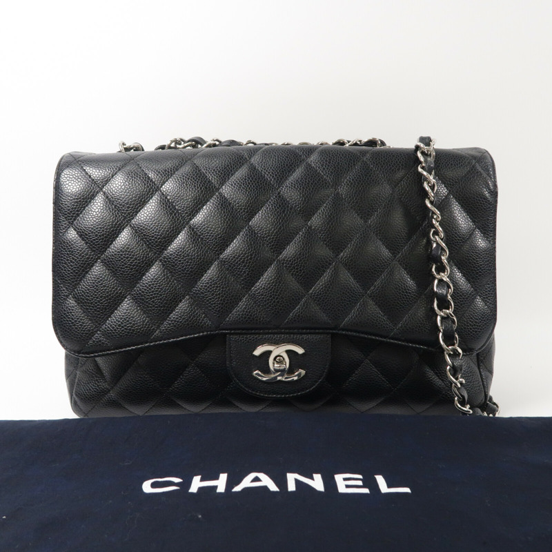 CHANEL 牛皮皮革Large Classic鏈帶肩背袋-9