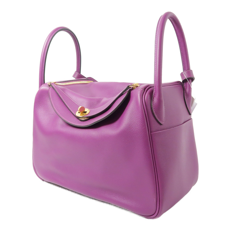 HERMES Evercolor皮革Lindy 30手挽肩背兩用袋Anemone-2