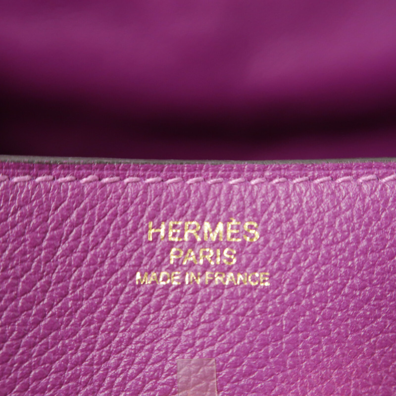 HERMES Evercolor皮革Lindy 30手挽肩背兩用袋Anemone-5