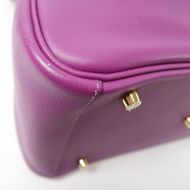 HERMES Evercolor皮革Lindy 30手挽肩背兩用袋Anemone-10