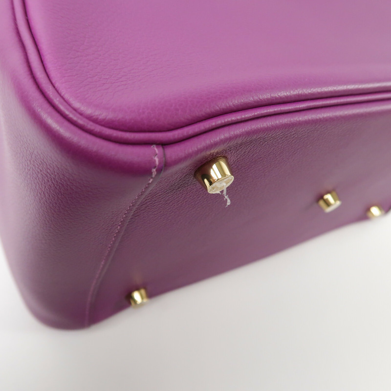 HERMES Evercolor皮革Lindy 30手挽肩背兩用袋Anemone-12