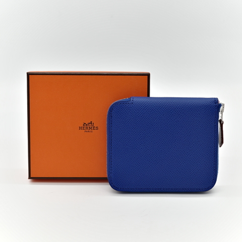 Hermès 愛馬仕 電光藍 牛皮 粉 絲巾內裡 U 刻