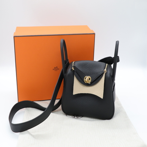 Hermès 愛馬仕 MINI LINDY 89 Noir 黑色 斜背包