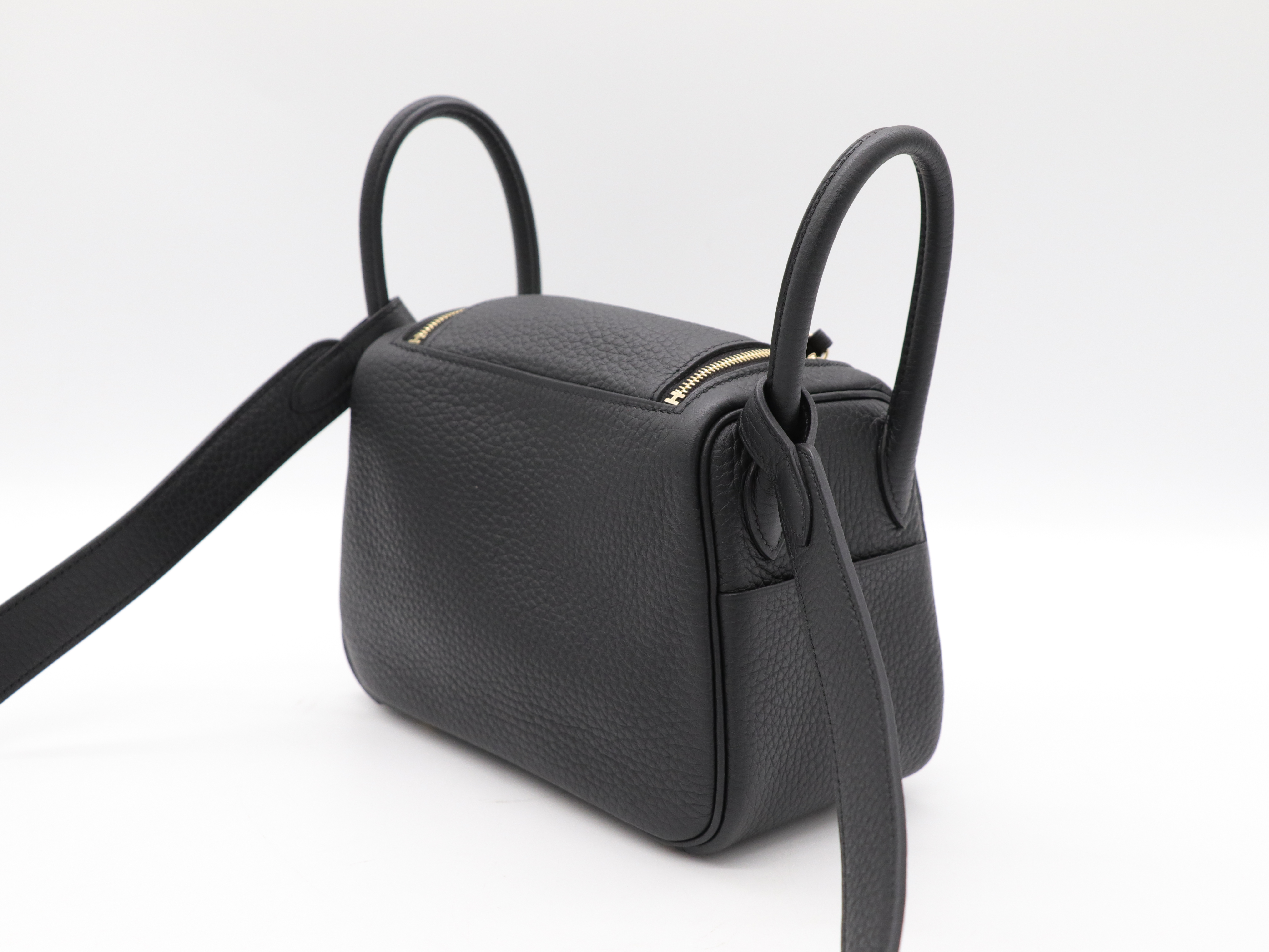 Hermès 愛馬仕 MINI LINDY 89 Noir 黑色 斜背包-6