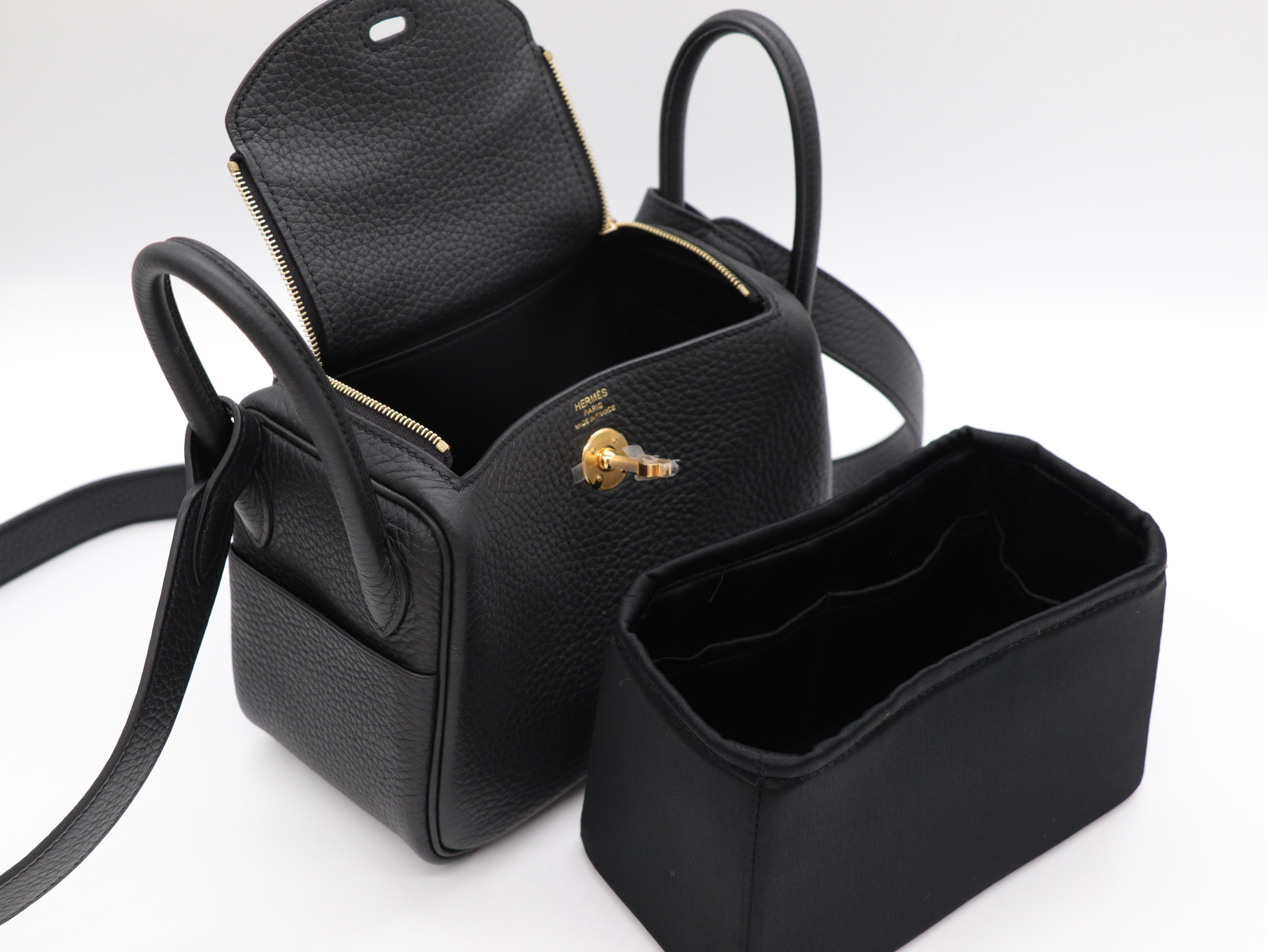 Hermès 愛馬仕 MINI LINDY 89 Noir 黑色 斜背包-13