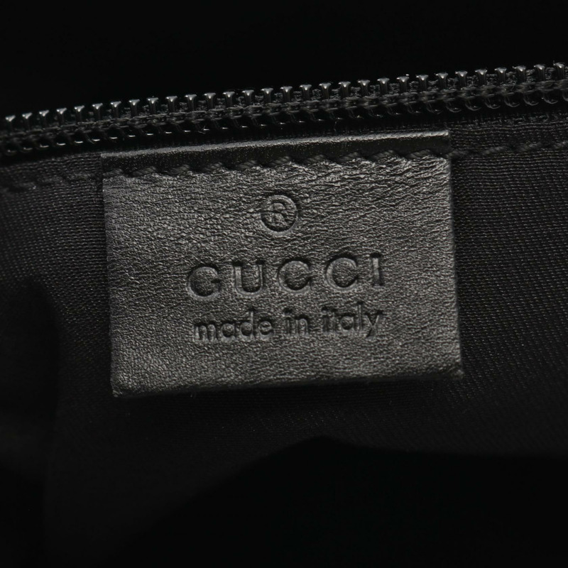 GUCCI GG帆布肩斜背包 145856 帆布皮革黑色二手女款-3
