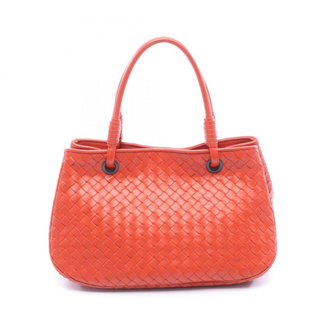 BOTTEGA VENETA Intrecciato Satchel Tote Handbag 皮革橙色二手女款