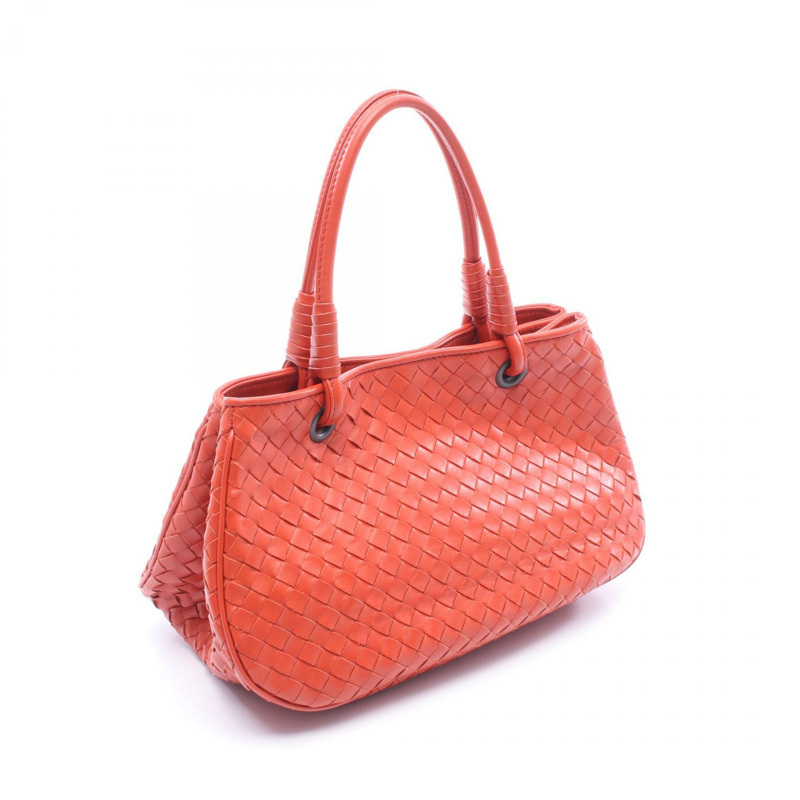 BOTTEGA VENETA Intrecciato Satchel Tote Handbag 皮革橙色二手女款-1