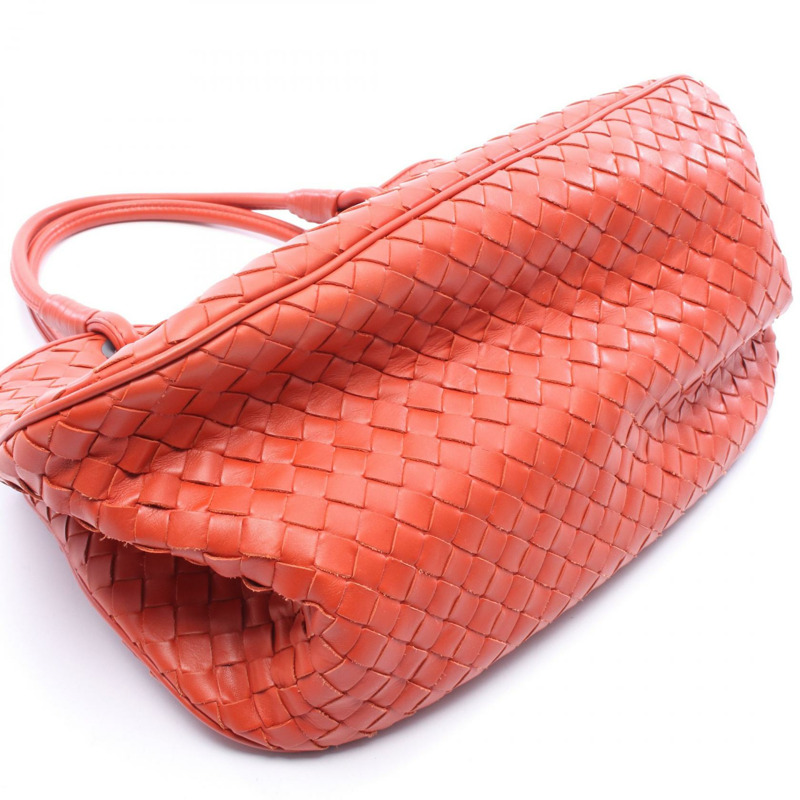 BOTTEGA VENETA Intrecciato Satchel Tote Handbag 皮革橙色二手女款-4