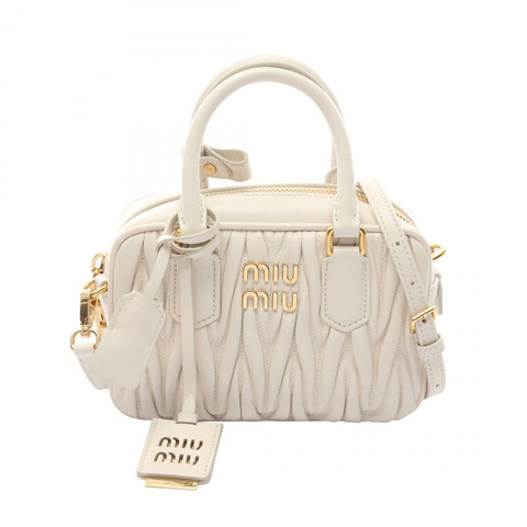 Miu Miu VIT.DAINO SOFT 肩背包 5BB123 白色皮革 二手 女士 GHW